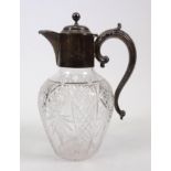 Silver cut glass claret jug, BB Birmingham 1903, approximately 22cm high