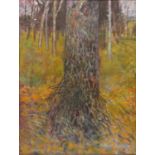 Arthur Hackney - Oil onto board of a forest view, label to the reverse, signed and gilt framed,