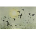 Peter Scott - Pencil signed print titled 'Wigeon On A Misty Morning', with printer's blind stamps,