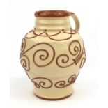Brannam abstract pottery jug, 23cm high
