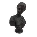 Bust of a robed lady, impressed mark to the reverse, 63cm high