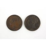 Victorian 1855 penny, together with an 1858 example