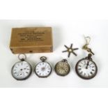 Four lady's and gentleman's pocket watches including three silver examples