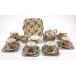 Royal Winton Chintz patterned part tea service, the teapot 15cm high