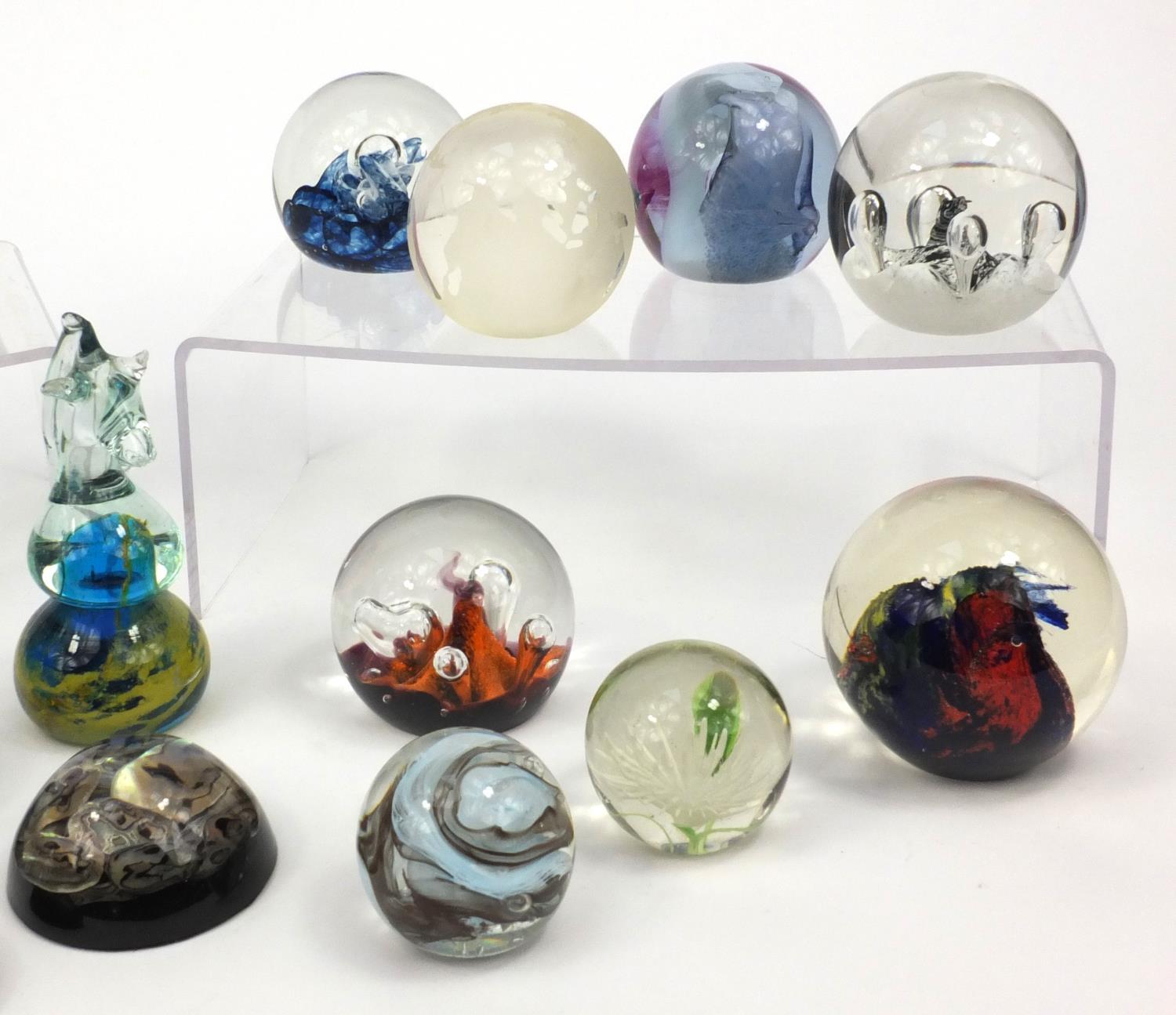 Group of colourful glass paperweights including Langham, Mdina and Caithness examples - Image 3 of 11