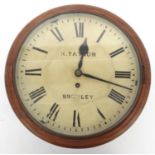 Circular oak cased wall clock with fusée movement, the dial named R. Taylor, Bromley, 36cm diameter