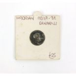 Denarius Hadrian AD117-38 Roman coin, 1.8cm diameter