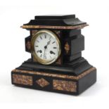 Victorian black slate and marble mantel clock, the dial marked T.A.Simpson &Co Paris, 22.5cm high