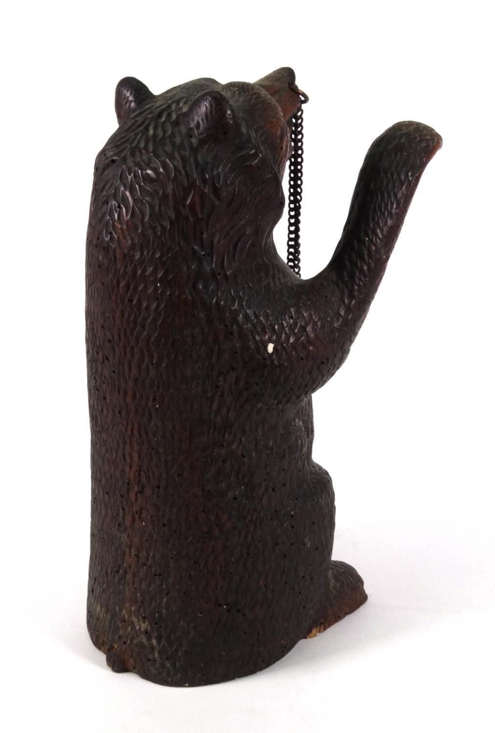 Black Forest carved wooden standing bear with beaded glass eyes, 30cm high - Image 4 of 5