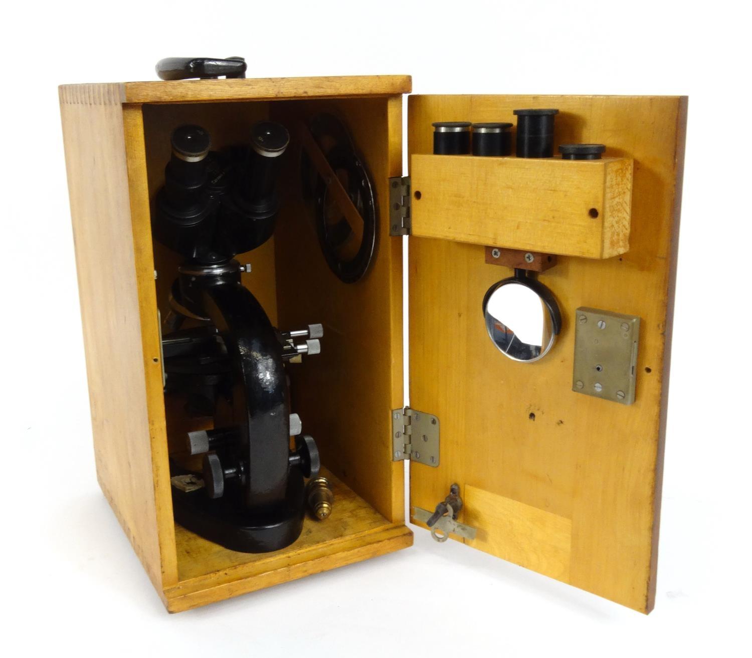 Russian microscope with extra lenses including some C. Baker of London examples, housed in a - Image 7 of 7