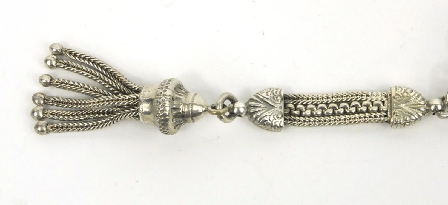 Victorian style sterling silver watch chain, approximate weight 16.4g - Image 2 of 7