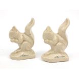 L. Fontinelle - Pair of crackle glazed squirrels, 17cm high