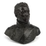 Victorian bronze military interest model of an officer of the Hussars, 27cm high