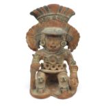 Pottery Aztec model of a seated tribesman, Mexico Cintx? to base, 40cm high