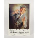 Signed photograph of Norman Wisdom 15cms x 10cms (PROVENANCE: Collected by the vendor's aunt )