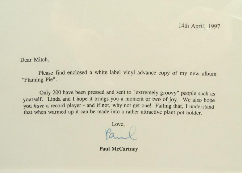 Paul McCartney White Label pressing of Flaming Pie with accompanying letter and mailing envelope - Image 2 of 3