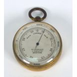 Brass pocket barometer with silvered dial, M. Cohen & Co, 11 Darley Street, Bradford, 4.5cm diameter