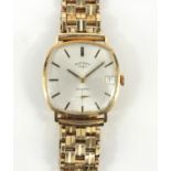 Rotary Incabloc 9ct gold gentleman's wristwatch with stainless steel strap