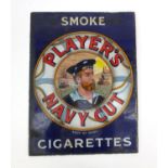 Vintage Player's Navy Cut double sided enamel advertising sign - Smoke Cigarettes, registration