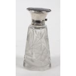 Floral cut glass scent bottle with silver and tortoiseshell lid, London 1916-17, 10.5cm high Good