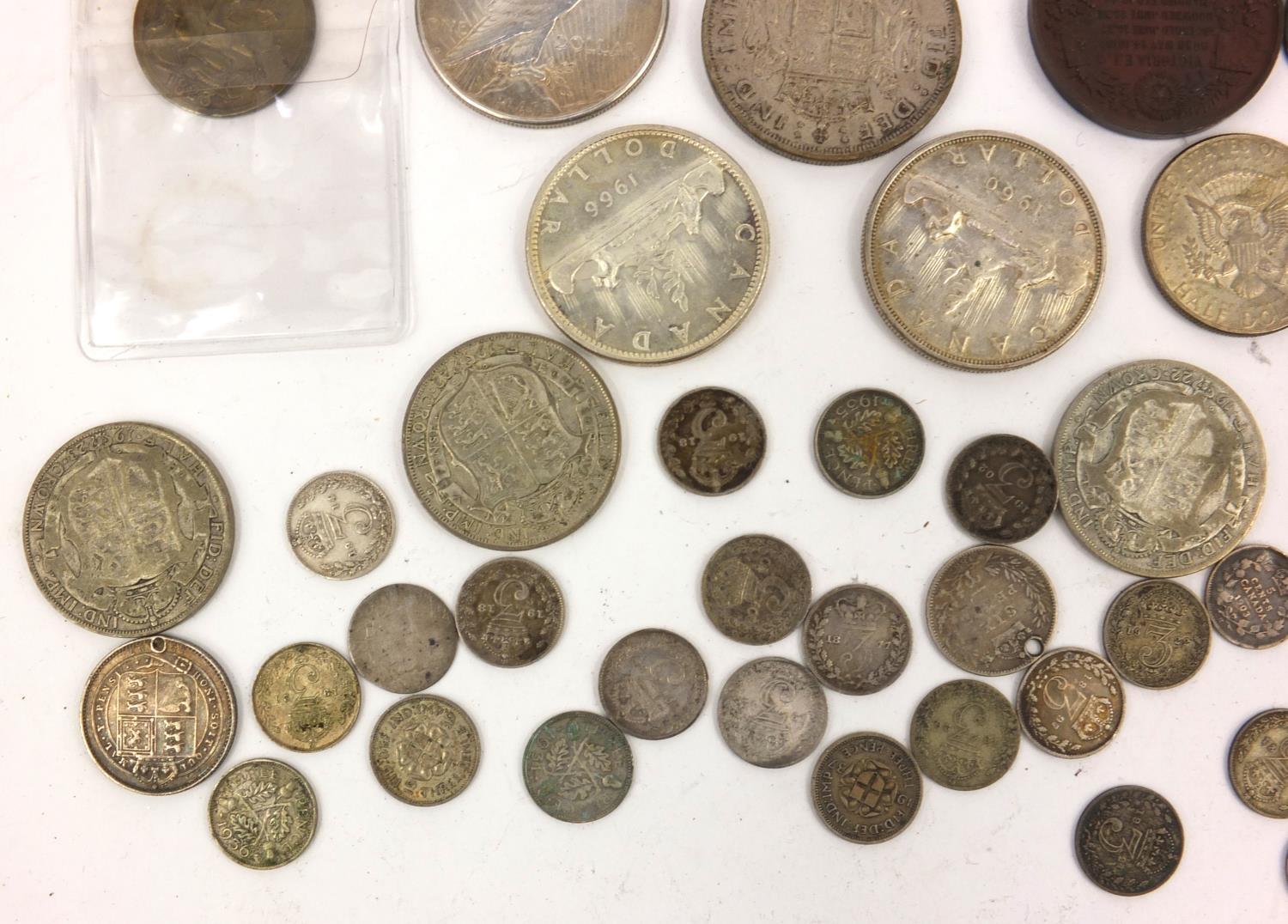 Group of antique and later coinage including some silver examples - half crowns, sixpences, Canadian - Image 12 of 17