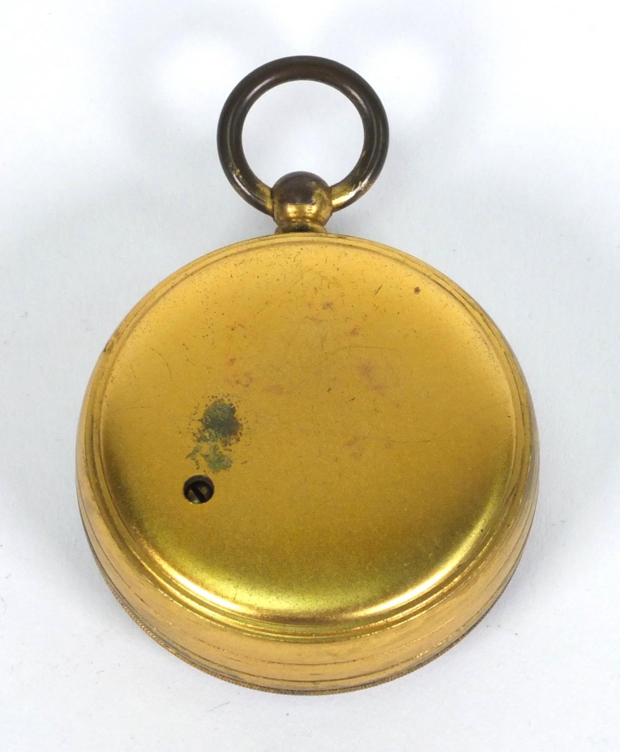 Brass pocket barometer with silvered dial, M. Cohen & Co, 11 Darley Street, Bradford, 4.5cm diameter - Image 3 of 3
