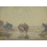 Max Ludby R.I. - Watercolour titled 'Home From The Fields', label to the reverse, mounted and