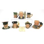 Group of Toby jugs including four Royal Doulton examples - George Tinworth D7000, Auld Mac D5824,