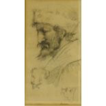 Charcoal sketch of a bearded gentleman, bearing an indistinct signature, mounted and framed, 22cm