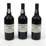 Three bottles of Cockburn's 1994 vintage port