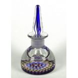 Perthshire paperweight glass scent bottle with colourful glass canes , 14cm high Generally good