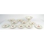 Staffordshire Daniel Porcelain dessert service hand painted with flowers and with embossed grape
