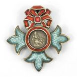 Silver and enamel brooch for God and The Empire, 3.5cm x 3cm