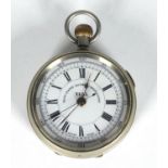 White metal Tell chronograph pocket watch, 5.6cm diameter