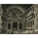 Luigi Rossini - Black and white etching, views of Rome, Tempio Antico, mounted and gilt framed, 57cm