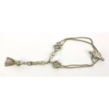 Victorian style sterling silver watch chain, approximate weight 16.4g