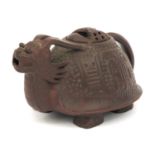 Oriental Chinese Yixing pottery teapot modelled as a dragon, character mark to base, 17cm diameter