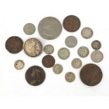 Group of 19th century and later coinage including some silver - 1848 penny, 1841 and 1854 half