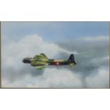 G.W. Hutchins - Military interest gouache of a 199 Squadron aircraft EX U, mounted and framed,