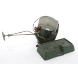 Britains style green painted aluminium searchlight, 18cm high