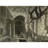 Luigi Rossini - Black and white etching, views of Rome, Seminario, mounted and gilt framed, 61cm x