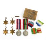 Military interest medals including 1939-45 Star, Africa Star, Atlantic Star and Pacific Star in