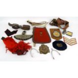 Military interest sabretaches, belts, RAF plaque etc