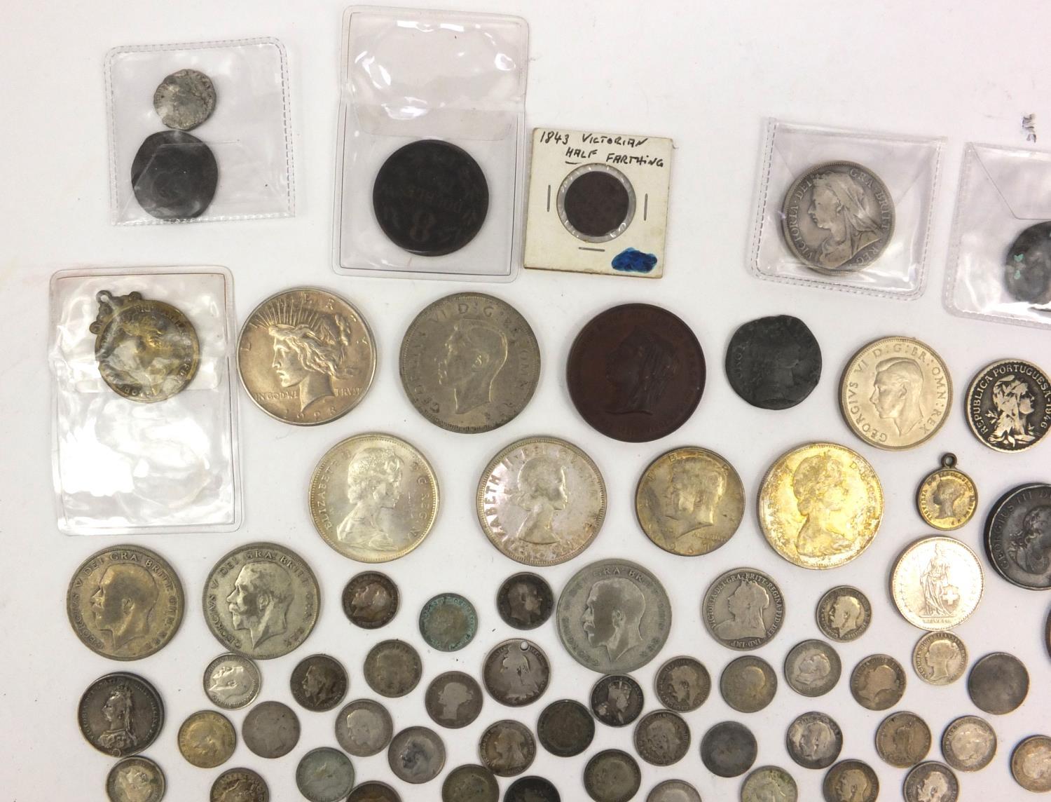Group of antique and later coinage including some silver examples - half crowns, sixpences, Canadian - Image 8 of 17