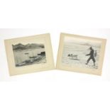 Two oriental Chinese pencil signed photographs - one titled 'Going to Market', the other 'Yangtze