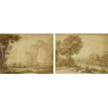 Claude Le Lorrain - Two 18th century prints, From the original drawing in the collection of the duke