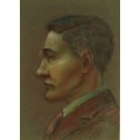 Frederick William George - Pastel drawing of a man, Christie's label and Campbell & Wilson Studio