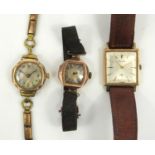 Two lady's 9ct gold wristwatches and a 9ct gold Avia wristwatch