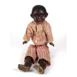 American interest black pottery headed slave doll, 50cms high