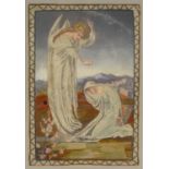 Religious silk embroidery of an arc angel, mounted and gilt framed